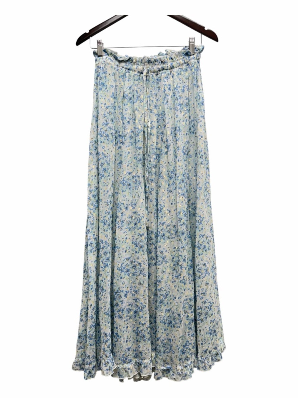 Sunday St. Tropez Lightweight Sheer Specked Maxi Blue Skirt Size One Size